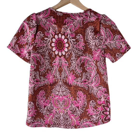By Anthropologie Pink Demeter Paisley Short Sleeve Tee - Picture 6 of 6
